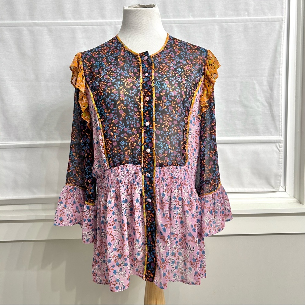 Sui by Anna Sui Boho Floral Blouse XL